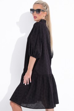 Платье летнее чёрное из хлопка-шитьё Elza(фото3)