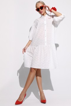 Платье летнее белое из хлопка-шитьё Elza(фото2)