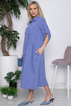 Платье длинное синего цвета с карманами Lady Taiga(фото3)