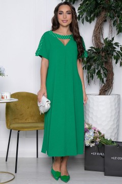 Платье длинное зелёное с поясом Lady Taiga(фото2)