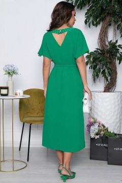 Платье длинное зелёное с поясом Lady Taiga(фото5)