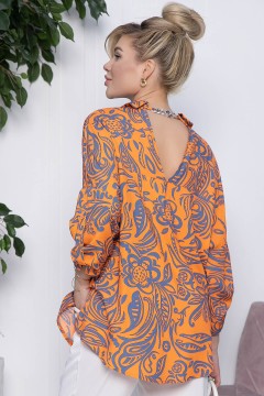 Рубашка оранжевая свободного кроя с акцентной спинкой Lady Taiga(фото4)