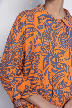 Рубашка оранжевая свободного кроя с акцентной спинкой Lady Taiga(фото3)