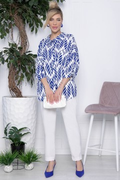 Рубашка сине-белого цвета свободного кроя с акцентной спинкой Lady Taiga(фото2)
