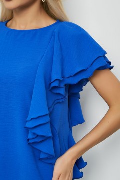 Блузка прямая синего цвета с воланами Jetty(фото3)