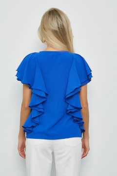 Блузка прямая синего цвета с воланами Jetty(фото4)