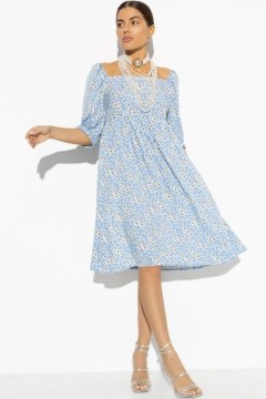 Платье нежно-голубого цвета с цветочным принтом Charutti
