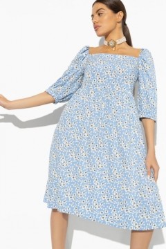 Платье нежно-голубого цвета с цветочным принтом Charutti(фото3)