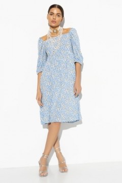 Платье нежно-голубого цвета с цветочным принтом Charutti(фото2)