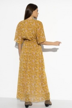 Платье длинное жёлтого цвета на запах Charutti(фото4)