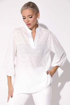 Блузка белая из хлопка-шитьё Elza(фото2)