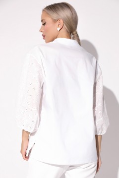 Блузка белая из хлопка-шитьё Elza(фото3)