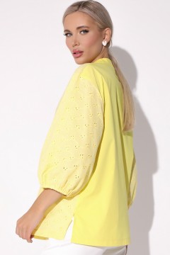 Блузка жёлтая из хлопка-шитьё Elza(фото3)