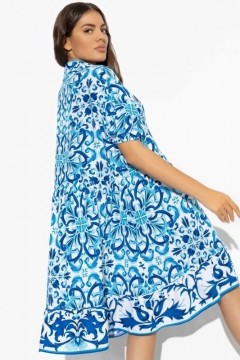 Платье голубое с принтом и пуговицами Charutti(фото4)