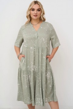 Платье миди оливкового цвета с принтом Intikoma
