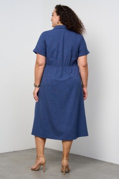 Платье-рубашка синее с поясом Intikoma(фото3)