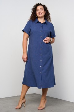 Платье-рубашка синее с поясом Intikoma(фото2)