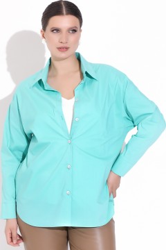 Рубашка свободная мятного цвета с длинными рукавами Elza