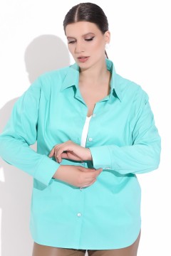 Рубашка свободная мятного цвета с длинными рукавами Elza(фото2)