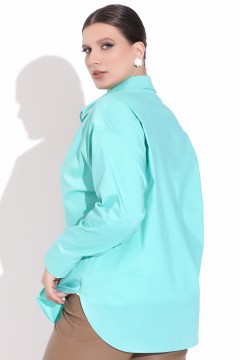 Рубашка свободная мятного цвета с длинными рукавами Elza(фото3)