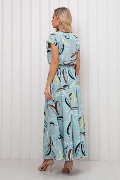 Платье длинное мятного цвета с принтом Дарья №116 Valentina(фото3)