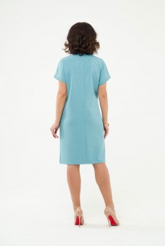 Платье короткое цвета ментол с разрезом Serenada(фото4)