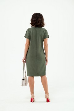 Платье короткое цвета хаки с разрезом Serenada(фото3)