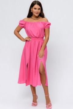 Платье розовое с открытыми плечами 1001 dress