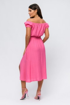 Платье розовое с открытыми плечами 1001 dress(фото3)