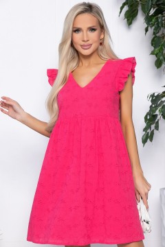 Платье летнее розовое с рукавом-крылышко Lady Taiga