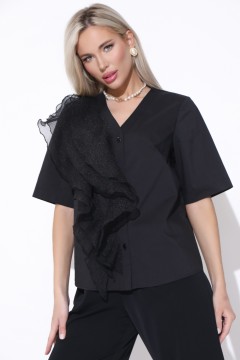Блузка чёрная с модными воланами Elza(фото3)