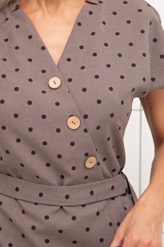 Платье льняное в горошек с поясом Милитта №19 Valentina(фото3)