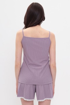 Пижама фиолетовая в рубчик с майкой и шортами 10017 Lika Dress(фото3)