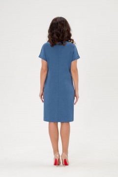 Платье короткое синего цвета с разрезом Serenada(фото4)