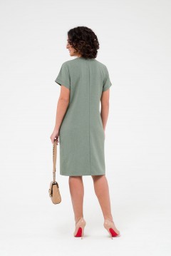 Платье короткое оливкового цвета с разрезом Serenada(фото4)