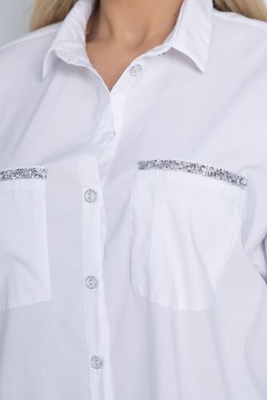 Рубашка белая с блёстками на накладных карманах LT collection(фото3)