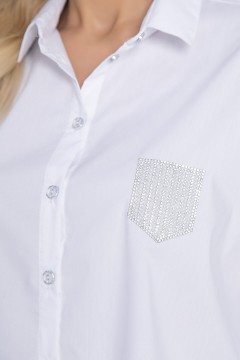 Рубашка белая с имитацией кармана со стразами LT collection(фото3)