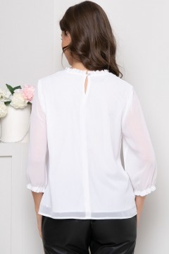 Блузка белая шифоновая с укороченными рукавами Diolche(фото4)