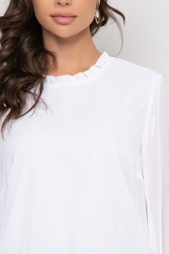 Блузка белая шифоновая с укороченными рукавами Diolche(фото3)