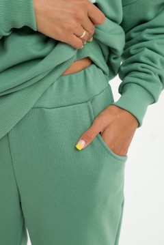 Костюм мятного цвета из футера с толстовкой и брюками Serenada(фото3)