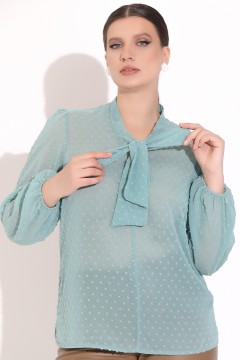 Блузка цвета шалфей с бантом Elza(фото2)