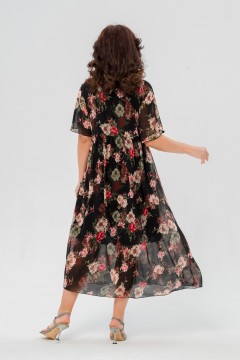 Платье чёрное шифоновое с цветочным принтом Serenada(фото3)