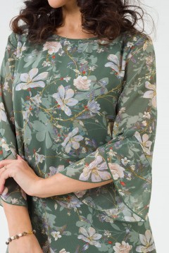 Платье шифоновое фисташкового цвета с принтом Serenada(фото3)