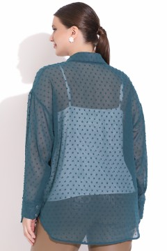 Рубашка изумрудного цвета с застёжкой на пуговицы Elza(фото2)