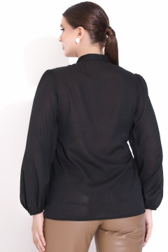 Блузка из шифона чёрная с бантом Elza(фото2)