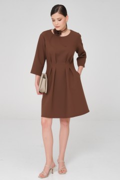 Платье короткое коричневое с карманами Priz(фото2)