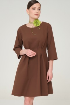Платье короткое коричневое с карманами