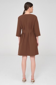 Платье короткое коричневое с карманами Priz(фото3)