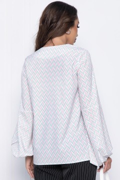 Блуза бело-розовая с принтом LT collection(фото4)