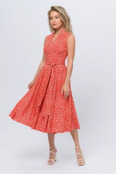 Платье с поясом красного цвета  1001 dress(фото2)